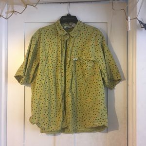 Vintage 80s acid green print Illio button up